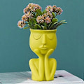 Miniatyrbild 2 av 5: 2025 Ny Kreativ Nordisk Blomkruka Vas för Suckulenter Abstrakt Blomkruka Ansikte Inomhus Blommor Gul Vas