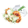 Miniatyrbilde 4 av 8: Brudbukett i plastmateriale, oransje, retro, elegant stil, DIY dekorativ lett kunstig blomst for gårdsplasser