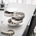 Miniatyrbillede 4 af 5: Lille Smykkeorganisator Roterende Rejse Opbevaringsboks til Øreringe Armbånd og Ringe 4-lags Etui med Låg
