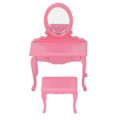 Miniatyrbillede 7 af 8: Dukkehus Sminkebord 1:12 Skala Pink Høj Simulation Lys Farve Mini Sminkebord til 1:12 Dukkehus