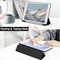 Pikkukuva 5 / 5: Musta suojakotelo iPad 10.2 tuumalle (9./8./7. sukupolvi, 2021/2020/2019) kynätelineellä, ohut läpinäkyvä takakotelo iskunkestävä jalusta tabletti