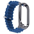 Miniatyrbillede 1 af 8: Blød silikone urrem med rustfrit stål beskyttende kofangerkasse Tilbehør Passer til Mi Band 7 Midnight Blue
