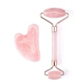 Pikkukuva 2 / 5: Ruusukvartsi Gua Sha -rulla, kaksoispäinen kasvohierontalaite ihonhoitoon, vartalo- ja kasvojen hierontatyökalu, pinkki
