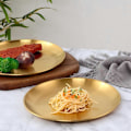 Miniatyrbild 4 av 4: 2-delars metalltallrik - rostfritt stål färg kraftig köksutrustning rund metall 5,5 tums tallrik | diskmaskinsäker | BPA-fri | för grillning