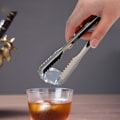 Miniatyrbillede 6 af 8: Rustfrit stålis tongs med takkede spids til brug i hjemmet, på barer og restauranter - sort