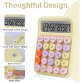 Miniatyrbillede 4 af 4: 12-cifret Stort LCD-display og Stor Rund Knap Candy Farve Bordregner (Hvid)