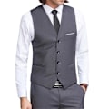 Miniatyrbild 3 av 3: Slim Fit V-halsad affärsväst för män S Grå