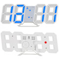 Miniatyrbillede 6 af 8: 3D Digital LED Væg Ur Alarm Nummer Tid Display USB Opladning Hjem Ure (blå)