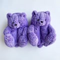 Miniatyrbilde 5 av 5: Koselige Lilla Innesko for Kvinner - Teddybjørn-inspirerte Husesko