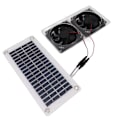 Miniatyrbillede 3 af 8: 50W solcellepanel-ventilatorsæt solcelledrevet panel med dobbelt soludstødningsventilator til udendørs drivhus, skur, hønsehus