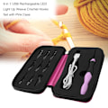 Miniatyrbild 4 av 6: 9 i 1 USB uppladdningsbar LED Light Up Weave Virknålar Set med rosa case