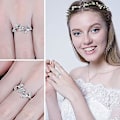 Miniatyrbilde 4 av 5: Justerbar Olivenblad Cubic Zirconia Ring - 925 Sterlingsølv med gult gull og rosegullbelegg