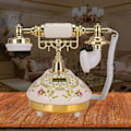 Miniatyrbilde 5 av 8: MS-9100 Rund Base Keramikk Europeisk Rose Retro Telefon for Automatisk Deteksjon til FSK / DTMF Anrops-ID