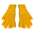 Miniatyrbilde 1 av 8: Vinterhansker 2 Finger Eksponert Design Akryl Fleece Ren Farge Lange Vinterstrikkede Hansker for Utendørs Innendørs Gul