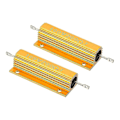 Miniatyrbillede 1 af 4: 100w 200 Ohm Aluminium Skal Modstand, 2 Pak Aluminium Hus Modstand Indkapslet Kabinet Trådviklede Modstande Skrue Tap Effekt Modstand, Gylden