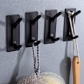 Miniatyrbillede 1 af 4: Sæt med 4 Selvklæbende Væghængere til Køkken, Badeværelse, Kontor, Køkkenkrog til Hængning af Håndklæder, Hatte, Nøgler, Tasker (Sort)