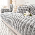 Miniatyrbillede 1 af 5: Tykt Kanin Plys Sofabetræk 1 2 3 Personers, Skridsikre Sofabetræk, Sjovt Fuzzy Sofabetræk, Varme Fløjls Sofahyndebetræk (70x180cm)