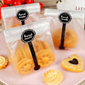Miniatyrbillede 5 af 5: Kageposer, 100 stk. gennemsigtige plastikposer med klistermærker, dessertemballageposer, cellofanpose til bagværk, slikposer, bageri- og kageposer