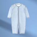 Miniatyrbillede 5 af 8: Baby Jumpsuit Tynd Åndbar Blød Bomuld Knap Lukning Spædbarn Natdragt til Sommer Lyseblå 66cm