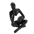 Miniatyrbillede 3 af 8: Tænkeren Læsende Statue Resin Siddende Figur Abstrakt Kunst Ornament til Stue Skab Dekoration Sort