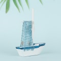 Pikkukuva 7 / 8: Välimerellinen puinen käsityöpurjehdusmalli Käsintehty vintage puinen purjevene (poiju)