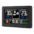 Miniatyrbild 5 av 8: Väderklocka Stor Färgskärm Multifunktionell Väderdisplay Klocka för Inomhus Utomhus Temperatur Luftfuktighet Tryck EU-kontakt 100‑240V