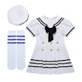 Miniatyrbilde 1 av 5: Jentekostyme for barn - Sailor Uniform Cosplay Kostyme Skole Kor Dans Antrekk Sett 110cm Svart Hvit