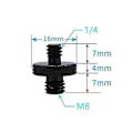 Miniatyrbilde 3 av 5: 1/4 Hann Til M8 Gjenget Kameraskrue Adapter Konverter For Kamerabur Rigg/Stativ/Monopod/Kulehode/Lysstativ/Skulderrigg (4 stk, Svart) Zekai