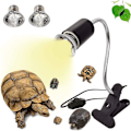 Miniatyrbillede 1 af 5: UVA UVB pærer 25W og 50W, 2 Reptil Lamper Varme Terrestrisk Skildpadde Lampe med Lang Base 360° Rotation til Reptiler og Padder