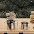 Miniatyrbillede 4 af 5: Kaffedrypstativ Foldbar Universal Rustfrit Stål Bærbar Kaffemaskine Keglestativ til Travel Camping Sølv
