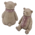 Miniatyrbillede 7 af 8: Bjørneornament med tørklæde - udsøgt håndværk - bjørnestatue i harpiks med skridsikker blød gummipude til stue, veranda
