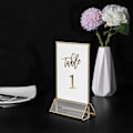 Miniatyrbild 4 av 5: Akryl Guldram Bordmeny Display 4x6 Dubbelsidig Bröllopsbordnummerhållare 1 Pack