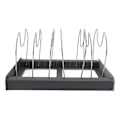 Miniatyrbilde 7 av 8: Utvidbar gryte- og panneorganiseringsstativ Kjøkkenskap Pantry Bakeware Holder Hyller Lokk med 7 skillevegger