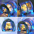 Miniatyrbild 4 av 8: LED DIY Mini Ocean Tunnel Dockhus Kit Miniatyr med Möbler Trä Dockhus Present till Barn Vänner