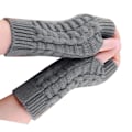 Miniatyrbilde 3 av 8: 1 par strikkede halvfingerhansker Jacquard akryl varme tykke myke grå hansker for vinter