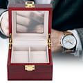 Miniatyrbild 8 av 8: Trä 2 Grid Watch Display Box Transparent fönster Watch förvaringsbox (röd)