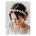 Miniatyrbilde 2 av 5: Hodebånd med gullstein - Elegant hårtilbehør for brud, blomsterpike og bryllupshårpynt