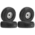 Pikkukuva 8 / 8: 4 kpl kumikiviä renkaat pyörät 1:10 RC Crawler auto Hsp/Tamiya/Axial SCX10 D90Musta