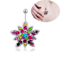Pikkukuva 4 / 8: Naisten värikäs Lotus Belly Navel Button Q00329 metalliseos vartalokorut