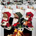 Miniatyrbild 1 av 5: 3-delars set julstrumpor 45,7 cm (ungefär), med 3D jultomte, snögubbe