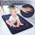 Miniatyrbilde 4 av 5: Sklisikker mikrofiber badematte - absorberende og maskinvaskbar - blå - 50x80 cm