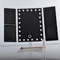 Miniatyrbilde 6 av 8: LED-sminkebordsspeil, trefoldig USB, svart, med datakabel, lite speil, sminkebordsspeil for soverom daglig
