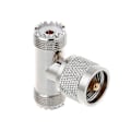 Miniatyrbillede 4 af 5: T Formet Uhf Han Pl259 Til 2 Uhf Hun So239 Triple Rf Konnektor 3-vejs Koaksial Adapter