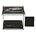 Miniatyrbild 1 av 8: Hopfällbart bordsställ svart förvaringsställ aluminiumlegering Z-form flervägs 2-nivåers lägertillbehör för picknick utomhus