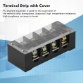 Miniatyrbillede 5 af 7: Terminal Strip Dual Row Screw Clamp Wire Terminal Block med klart dæksel til brobelysning 60A 600V 2stk 4 Position (604)