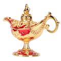 Miniatyrbillede 5 af 8: Magisk Genie Lampe - Farveægte, iøjnefaldende legeringslampe med præget mønster - Perfekt til soveværelse, kontor - Guld + Rød - 4,7 tommer
