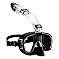 Miniatyrbilde 1 av 5: Snorkelmaske Sammenleggbar Dykke Maske Sett med Tørr og Kamerafeste, Anti-Dugg Profesjonelt Snorkelutstyr-Svart-B3