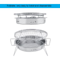 Miniatyrbilde 4 av 8: Rustfritt stål Mini BBQ Grill sammenleggbar bærbar rund grillovn for utendørs camping uteplass