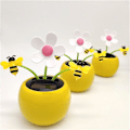 Miniatyrbild 1 av 5: 3 st Solcells-drivna Dansande Blomsterbi-leksaker Animerade Bilinstrumentbräda Kontorsbord Dekoration
