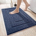 Miniatyrbilde 1 av 5: Myk mikrofiber sklisikker badematte, ekstra tykk og absorberende, marineblå, 60 x 90 cm